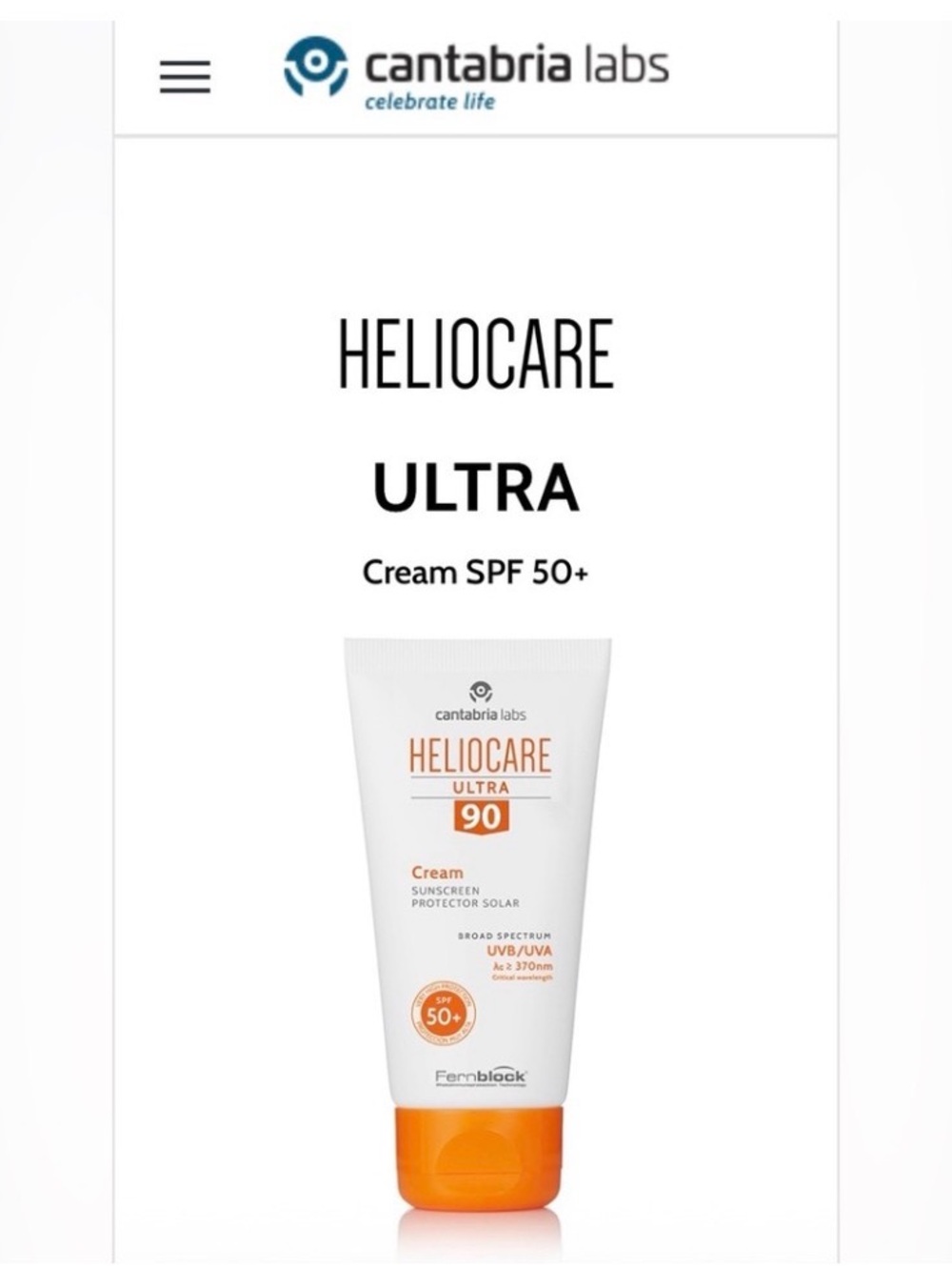 Heliocare Ultra 90 Cream SPF 50+ — White & Orange Sunscreen New in Box